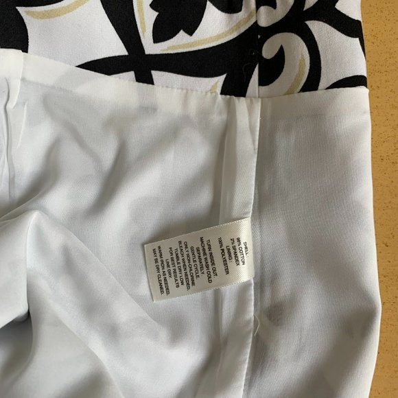White House Black Market Size 10 Black & White Knee-Length Pencil Skirt - Picture 6 of 7